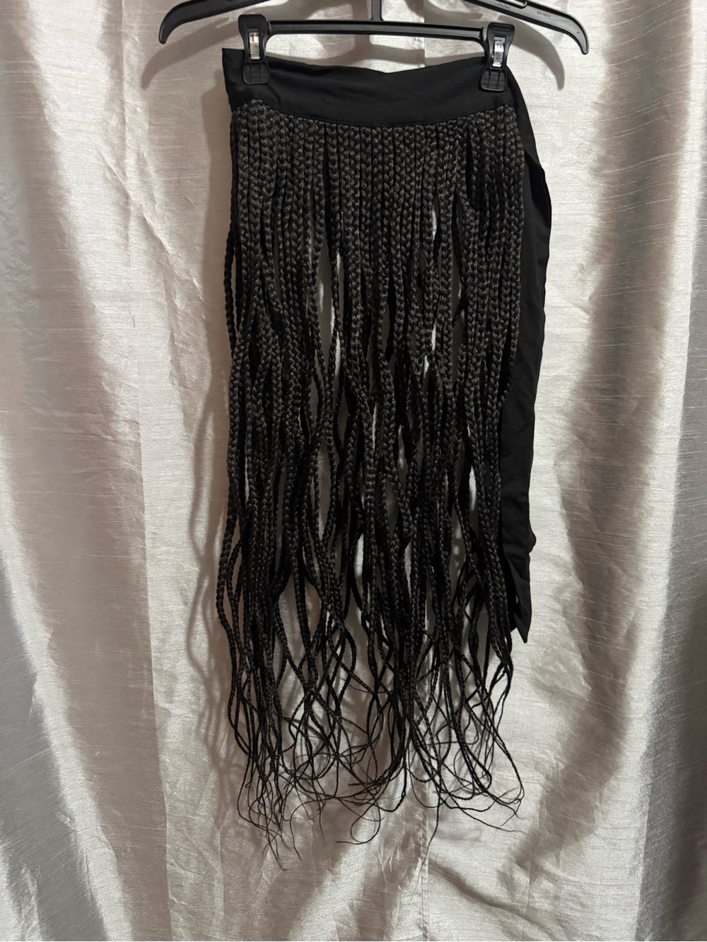 Black Braided Fringe Hair Extension Wrap - Sleek Instant Volume